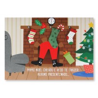 Cartão Mix Natal Noel descendo chaminé